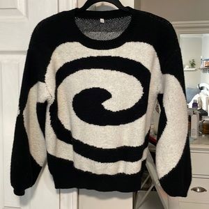 Swirl Print Round Neck Sweater